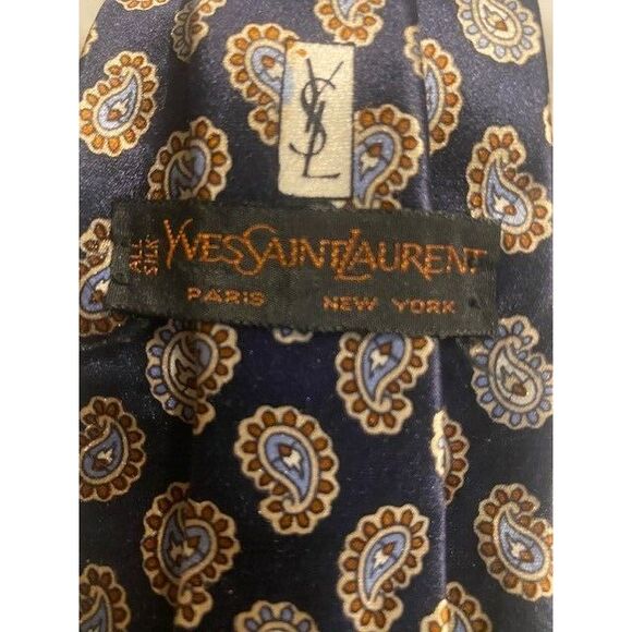 Saint Laurent Other - 70'S VINTAGE YVES SAINT LAURENT‎ 100% SILK Men's BLUE PAISLEY NeckTie $200